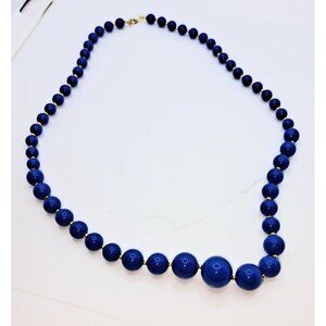 Vintage Royal Blue Beaded Necklace Fashion Jewelry Ladies Women's